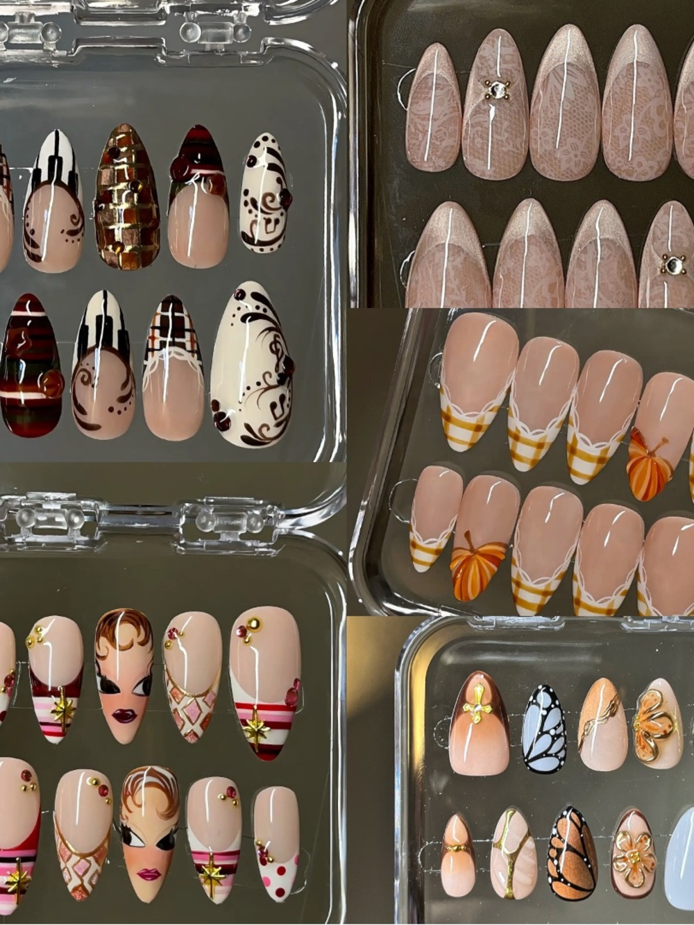 False Nail Set - Nude, Beige & Brown Press-On Nails